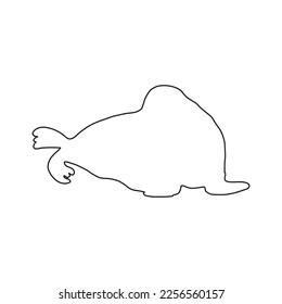 Cute walrus line silhouette on a white background. Vector hand drawn kids illustration. Sea ocean. Underwater world