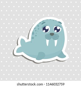Cute walrus vector illustration.