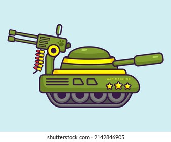 Die Kutschenkriegsmaschine tanzt in Cartoon. Fahrzeugvektorgrafik. Flachstil-Konzept.