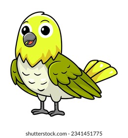 Cute warbling white eye bird cartoon