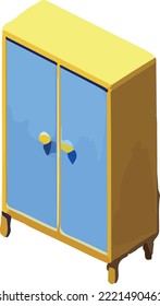 Cute wardrobe isometric icon 3d vector