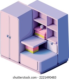 Cute wardrobe isometric icon 3d vector