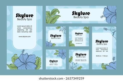 Cute and warm Hibiscus Flower, set of social media post design template. Commonly used for business promotion, personal celebration, or company event to reach more attention