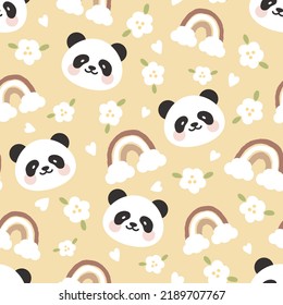 Cute Warm Pastel Yellow Panda Bear Stock Vector (Royalty Free ...