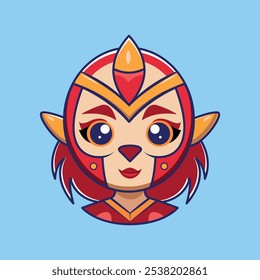 Cute Warrior Princess Cartoon Vector Icon Illustration.