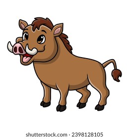 Cute warthog cartoon on white background