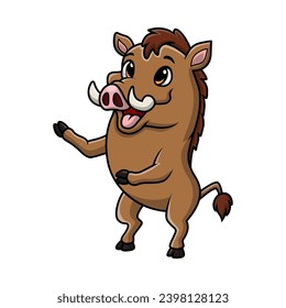 Cute warthog cartoon on white background