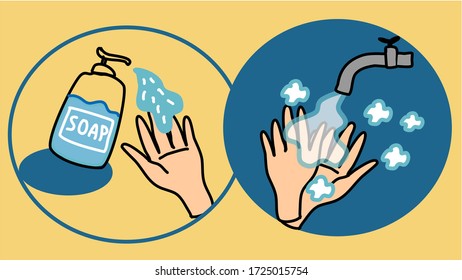 cute wash your hands vector