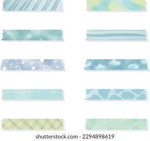 Cute washi tape set with watercolor style