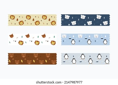 cute washi tape vector collection