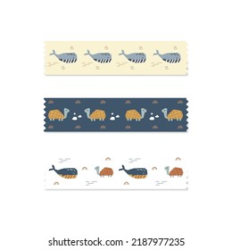 Cute Washi Tape With Whale And Tortoise