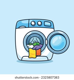 cute washing machine cartoon isolated vector design illustration