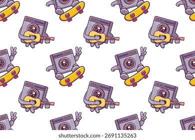 cute washing machine character seamless pattern illustration background 