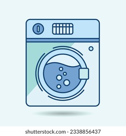 Cute washing machine flat vector design for laundy related illusrtration.