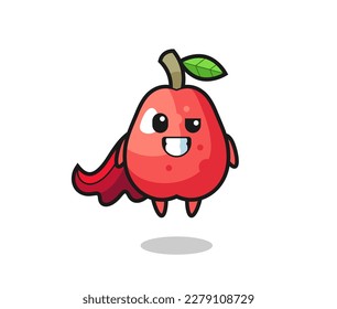 the cute water apple character as a flying superhero , cute style design for t shirt, sticker, logo element