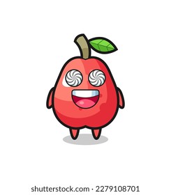 cute water apple character with hypnotized eyes , cute style design for t shirt, sticker, logo element