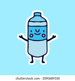 Cute water in bottle cartoon doodle. illustration for t shirt, poster, logo, sticker, or apparel merchandise.