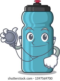 Cute water bottle Scroll cartoon character in a Doctor with tools