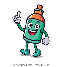 Cute water bottle scroll cartoon character