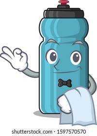 Cute water bottle Scroll Character stand as a Waiter look