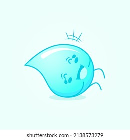 cute water cartoon with happy expression. lie down, close eyes and tears. suitable for logos, icons, symbols or mascots. blue and white
