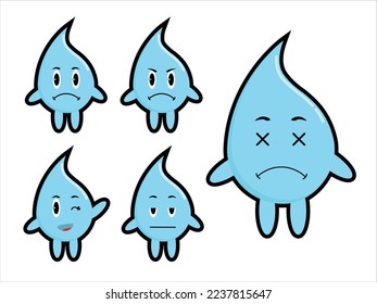 Cute Water Cartoon Illustration Set