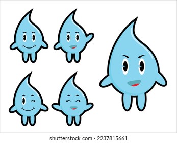 Cute Water Cartoon Illustration Set