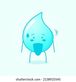 süßer Wassercartoon mit schockiertem Ausdruck. geeignet für Logos, Symbole, Symbole oder Maskottchen. blau-weiß