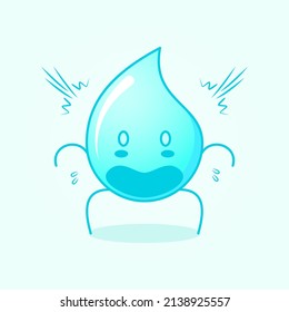 cute water cartoon with shocked expression. mouth open and bulging eyes. suitable for logos, icons, symbols or mascots. blue and white