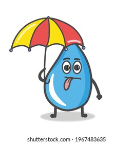 Cute Water Character Flat Cartoon Emoticon Vector Template Design Illustration