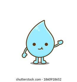 Cute water character. Vector illustration of chibi character isolated on white background.