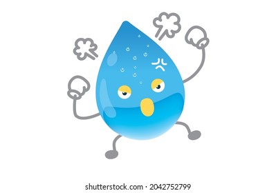 Cute water character vector illustration (angry pose)