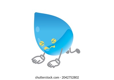Cute water character vector illustration (pose to fall)