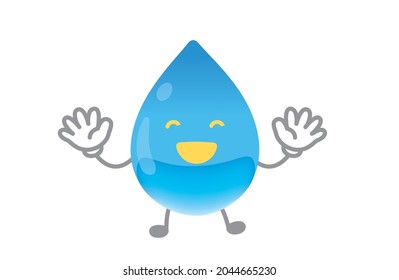Cute water character vector illustration (happy pose)