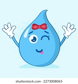 Cute Water Character Vector Illustration, Diese Vektorgrafik-Kollektion enthält verschiedene süße Wasserzeichen, perfekt für jedes Projekt, das sich mit Wasser oder Wasserthemen befasst