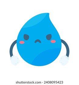 Cute water drop cartoon characters in various poses Providing knowledge to reduce water use