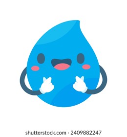 Cute water drop cartoon characters in various poses Providing knowledge to reduce water use
