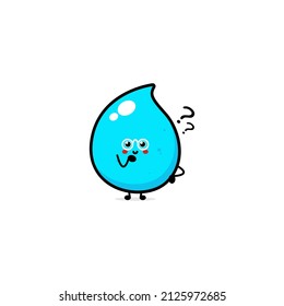 Cute water drop character with different face expressions. Vector graphics with plain colors.