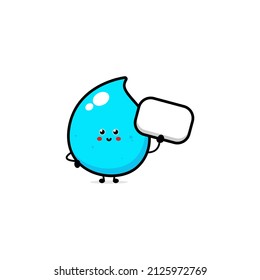 Cute water drop character with different face expressions. Vector graphics with plain colors.