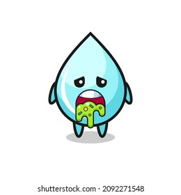el lindo personaje de la gota de agua con puke , diseño de estilo lindo para camiseta, pegatina, elemento logo