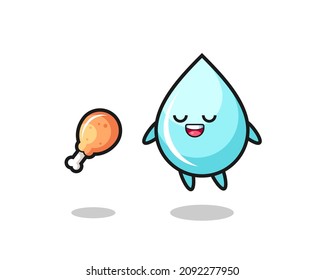 agua tibia flotando y tentada por pollo frito, diseño de estilo lindo para camiseta, pegatina, elemento logo