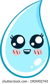 Cute water drop, illustration, vector on a white background.