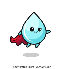 cute water drop superhero character is flying , cute style design for t shirt, sticker, logo element