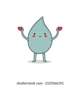 Cute Water Droplet Cartoon Character Spreading Love