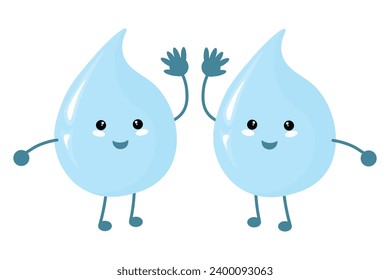 cute water drops in flat design.