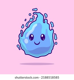 Cute Water Element Cartoon Vector Icon Illustration Nature Object Icon Concept Isolated Premium Vector. Flat Cartoon Style