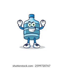 Cute water gallon logo character mascot illustration