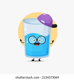 Cute water glass character wearing a hat