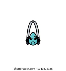 Cute Water Hold Katana  Cartoon Character Vector Illustration Design. Outline, Cute, Funny Style. Recomended For Children Book, Cover Book, And Other.