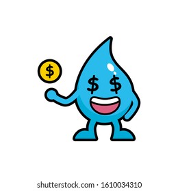 Cute Water Mascot Kawaii Money Maker for your company